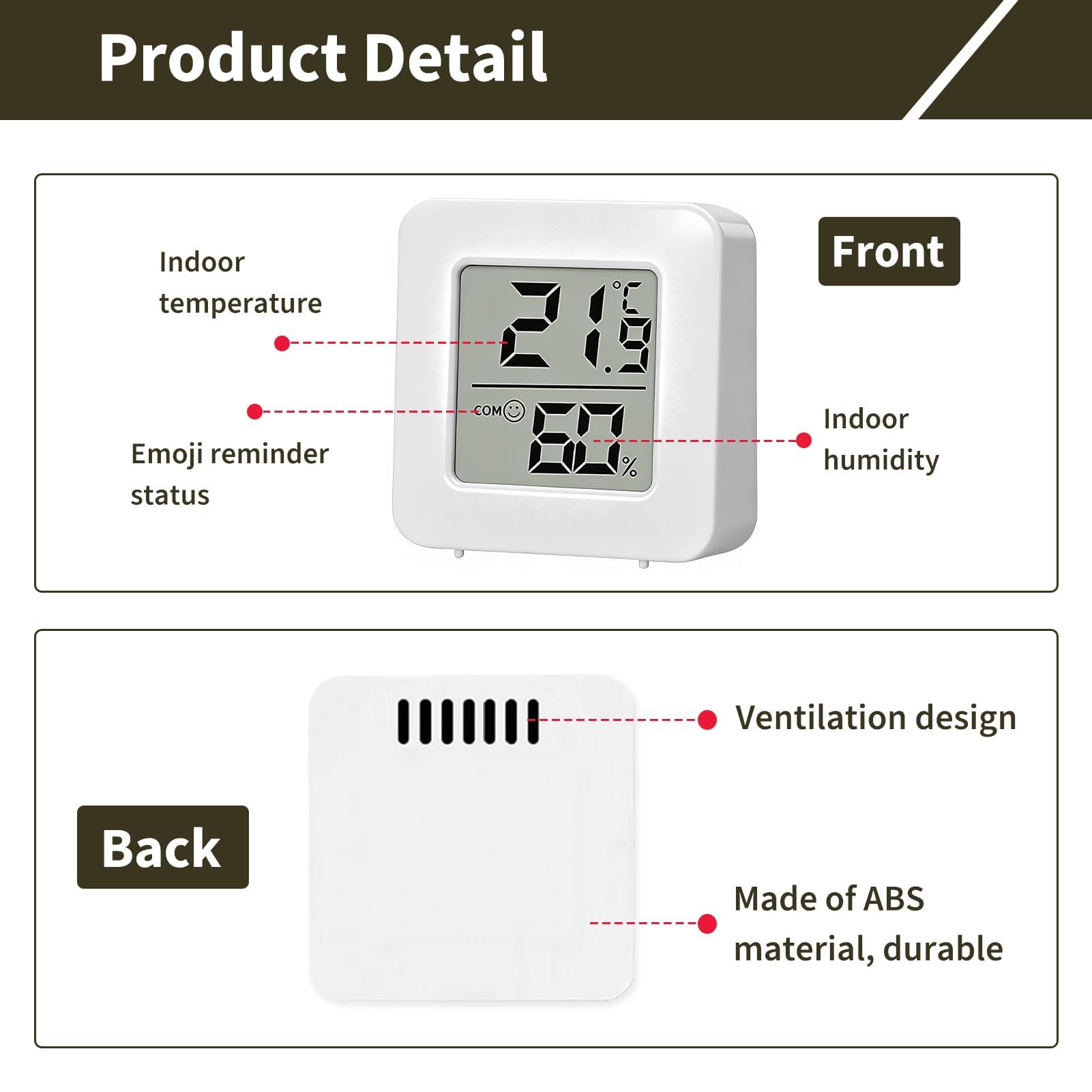 4 Stück Mini-Thermometer, Hygrometer, digital, für den Innenbereich, LCD, hohe Genauigkeit, Monitor von Temperatur und Luftfeuchtigkeit für Haus, Büro, Inkubatoren, Kühlschränke, Aquarien, Genauigkeit