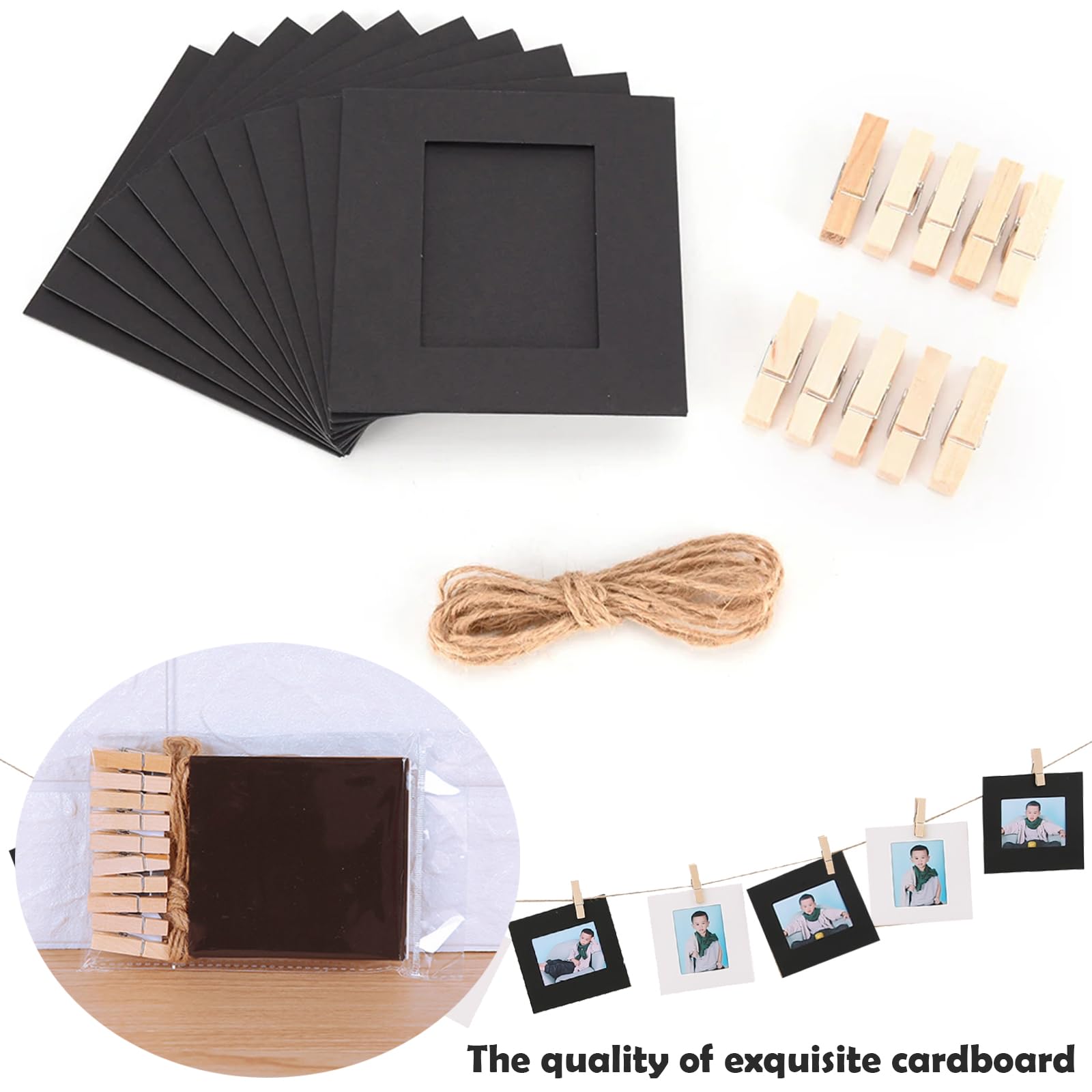 Lot de 40 cadres photo en papier kraft coloré de 15,2 x 10,2 cm avec