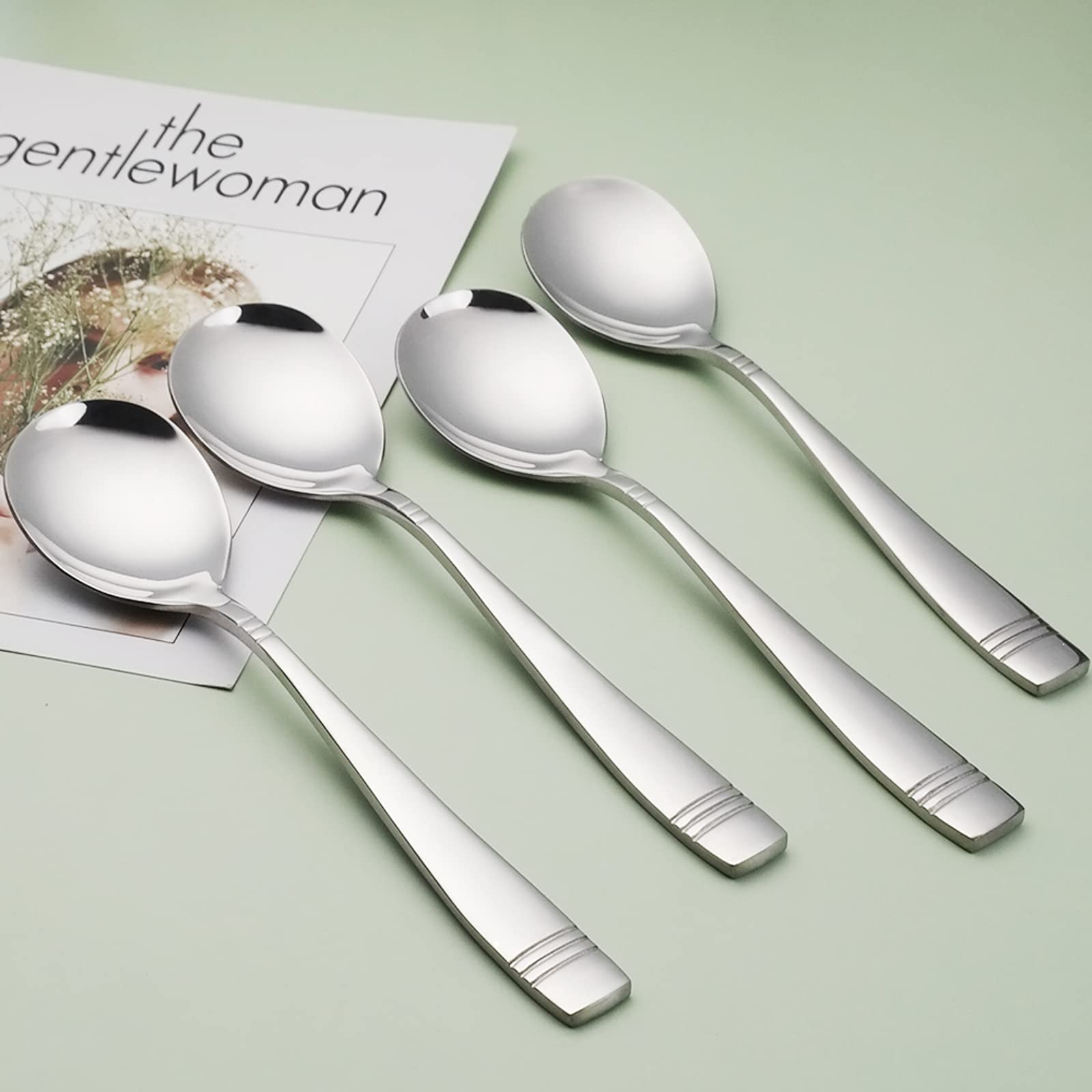 Set 6 Cucchiai Da Portata In Acciaio Inox - Cucchiai Da Servire 24.5cm