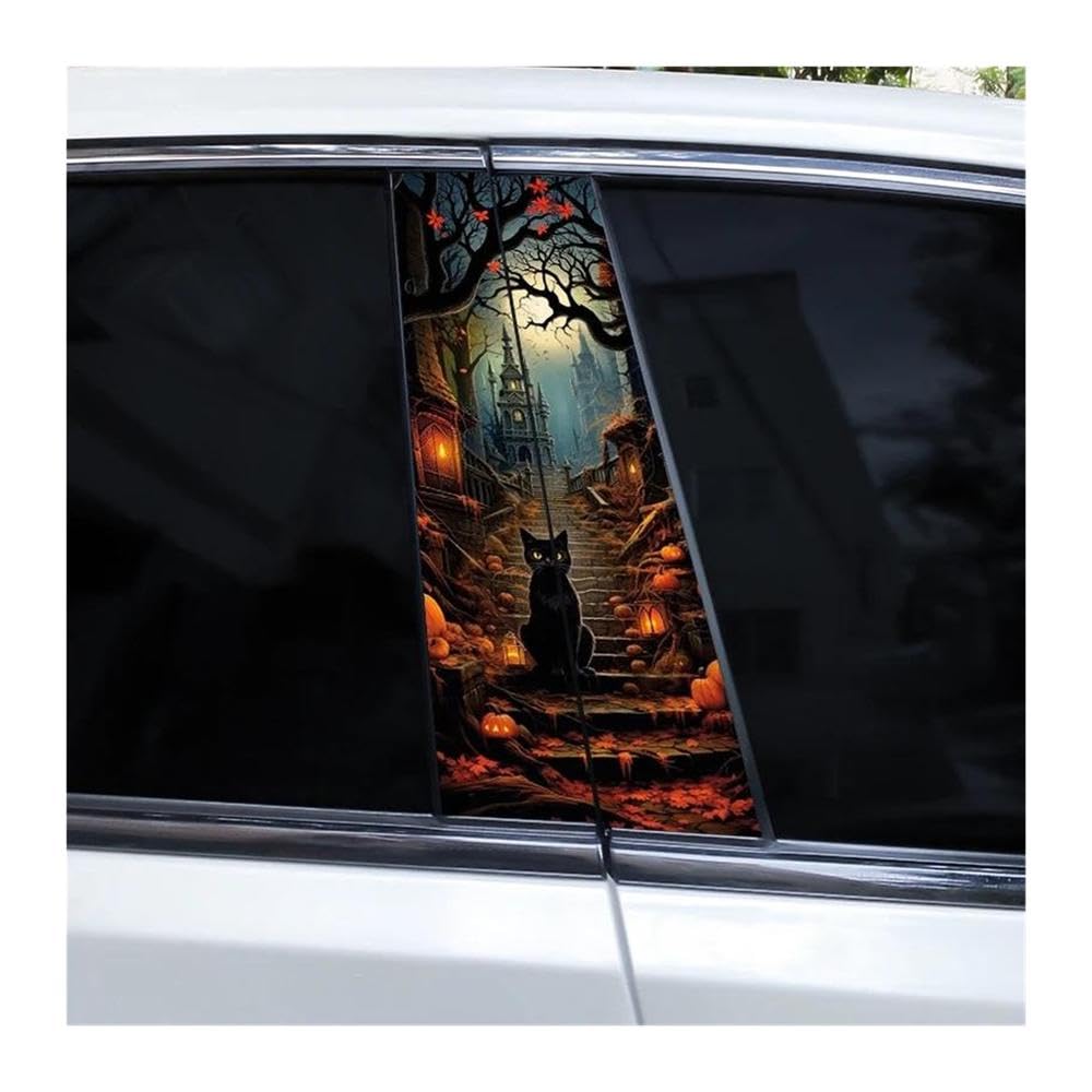 Decorative Items 2pcs Car B-Pillar Stickers Horror Series Pumpkin Car Window Pillar Decals(H)