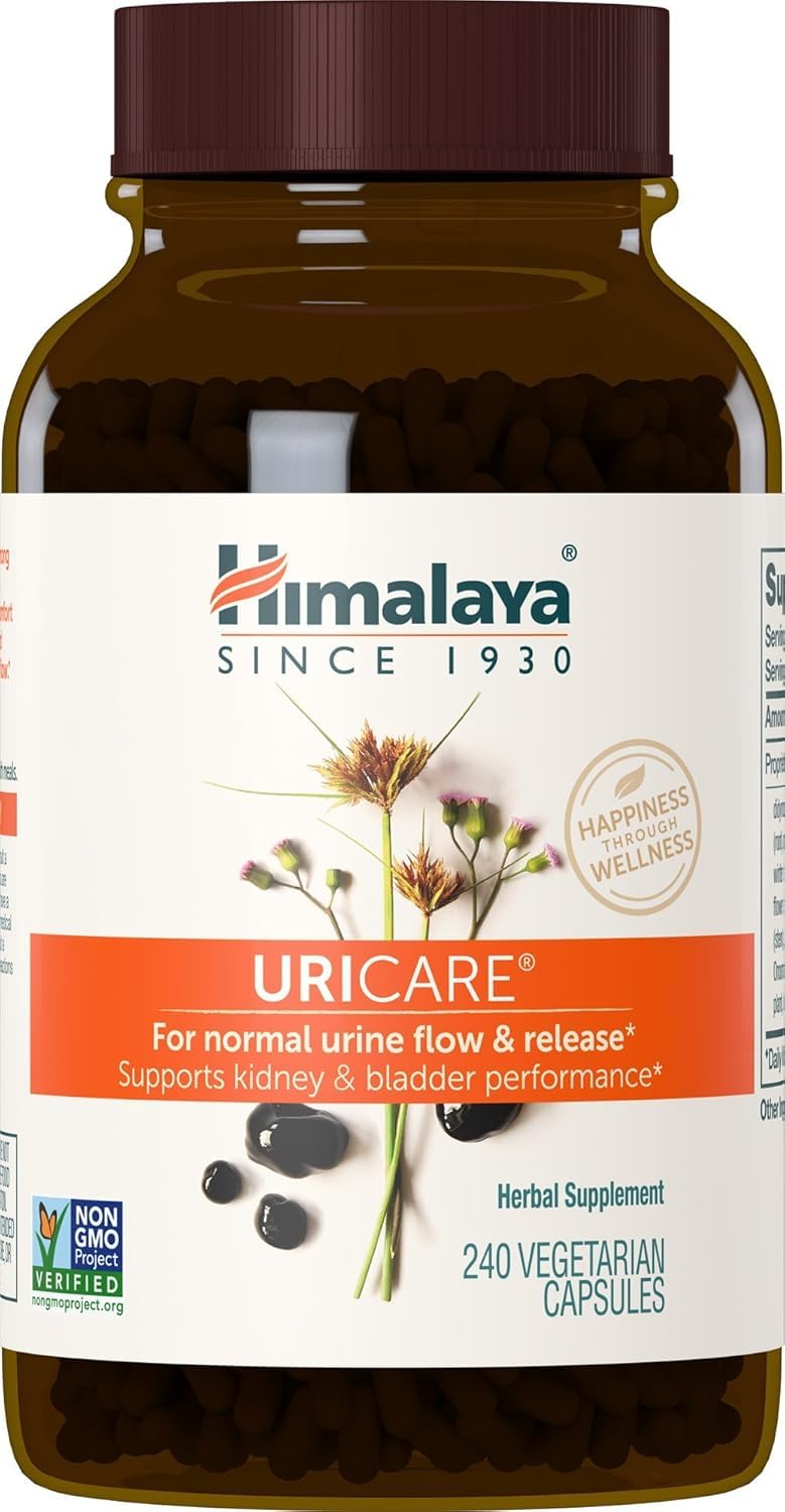 Himalaya UriCare Herbal Supplement, Kidney & Bladder Support, Urinary Tract & Urine Flow Support, Caffeine Free, Non-GMO, Gluten Free, Vegetarian, 240 Capsules, 60 Day Supply Unflavoured 240 Count (Pack of 1)