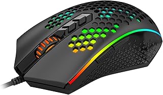 Redragon M809 Ultralight Weight Honeycomb Gaming Mouse RGB Backlit Wired MMO with 12400 DPI for Windows PC Computer