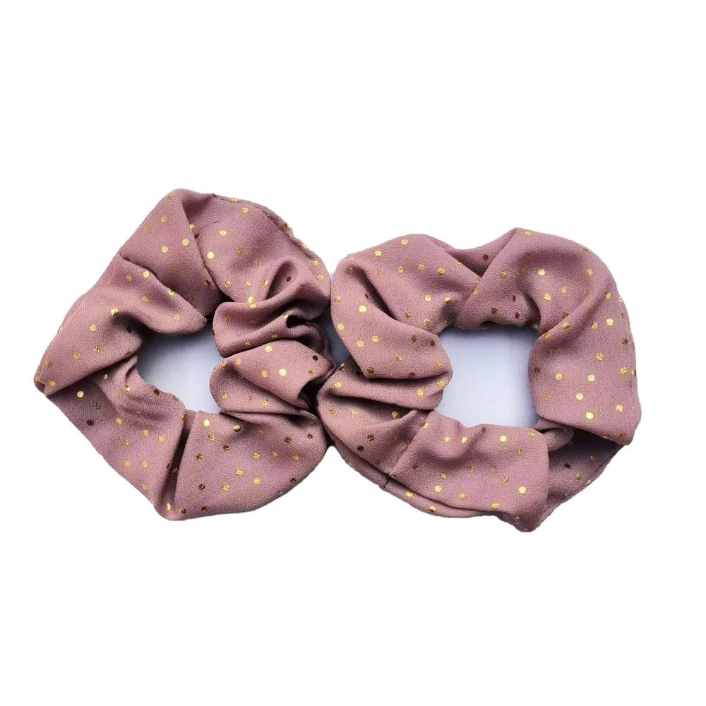 Coleteros Pelo Mujer Coleteros de tela con lunares dorados, gomas for el pelo, coleteros for mujeres y niñas(Brown 2pcs)
