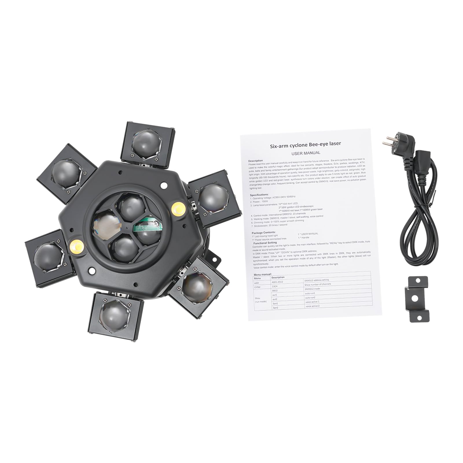 DMX512 - Luce LED da palcoscenico da 150 W, con cavo di alimentazione, supporto per DJ, banda, bar, pub, club