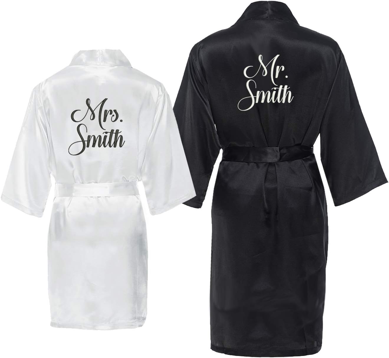 Classy Bride His and Her Robes for Couples Set Personalized – Mr. & Mrs. Satin Bridal Robes for Bride & Groom – Anniversary or Wedding Robes for Ideal Marriage Gift for Couples
