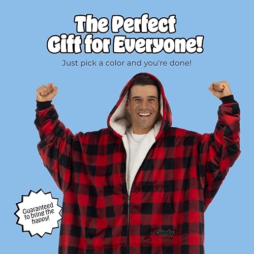 Miniatura 19 de THE COMFY Original - Manta de forro polar de microfibra con forro sherpa, diseño de gran tamaño con capucha y bolsillo de Shark Tank Aqua