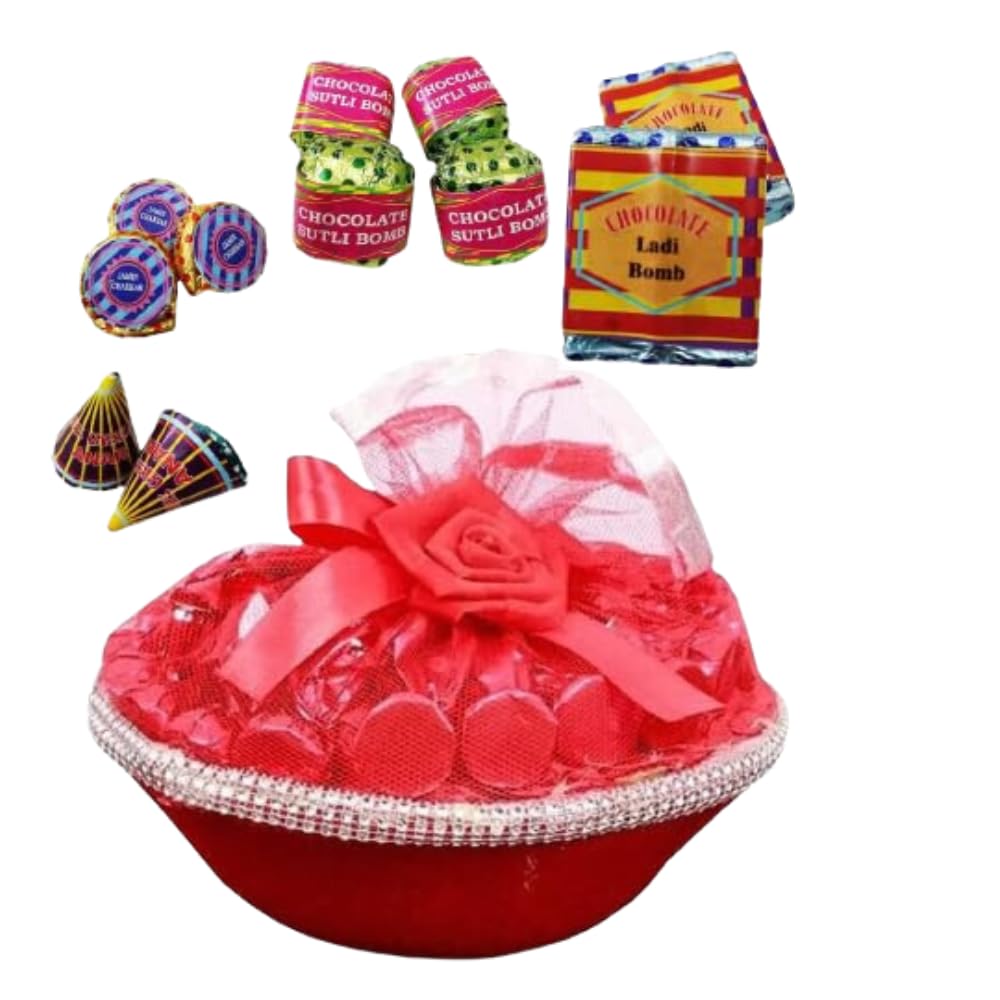 Hitvik Chocolate Gift Pack for Diwali | Assortment of Premium Chocolates | Cracker Shape Chocolates, Firki Jamin Chakkr, Sutli Bomb Fireworks (200gms)