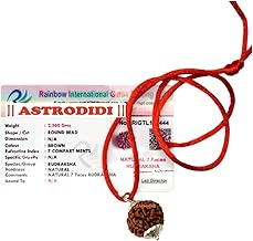 ASTRODIDI 7 Mukhi Rudraksha Original Certified Silver Plated Pendant | Natural Nepali Seven Face Rudraksh Bead | Astrological Benefits | Unisex Design for Men & Women