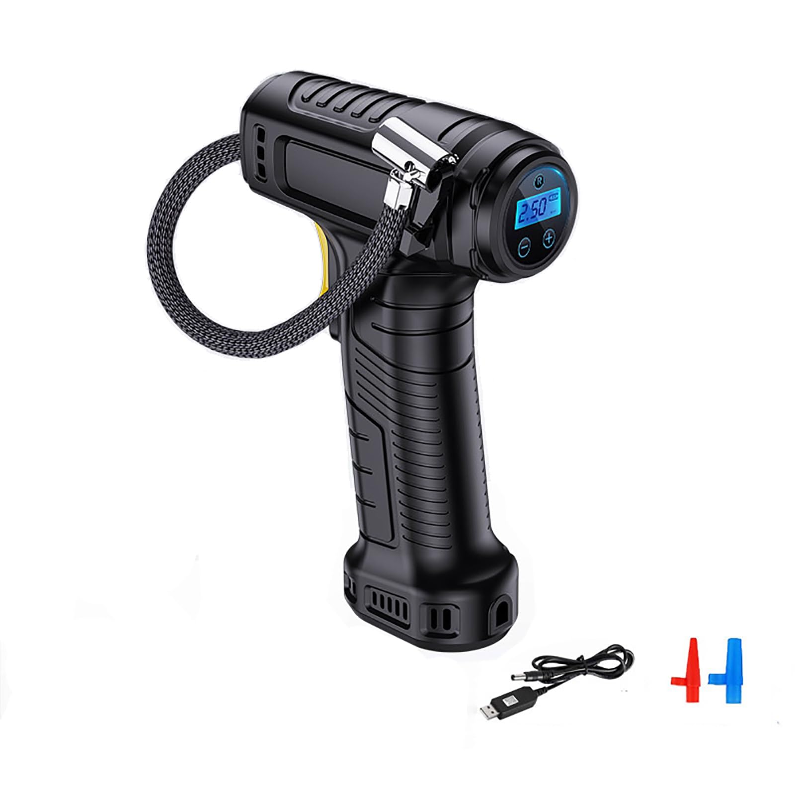 Pompa do pompowania opon 150 PSI z awaryjnym światłem LED, 12 V akumulatorowa sprężarka do nadmuchiwania, przenośna pompka do opon samochodowych z cyfrowym wyświetlaczem ciśnieniomierza do