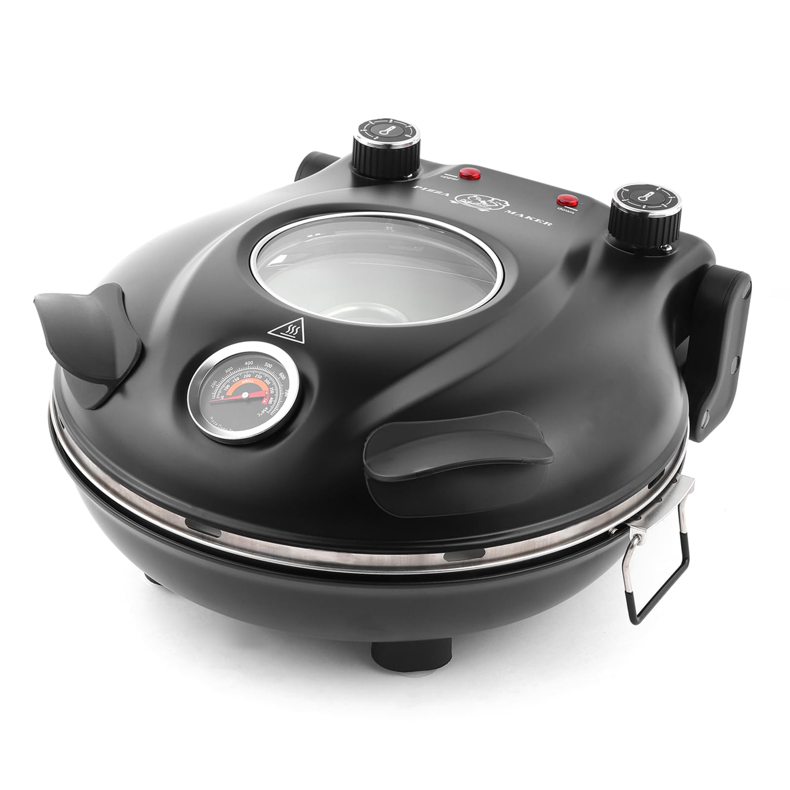 KLAIF Forno per Pizza Elettrico 420 °C, calore superiore e inferiore regolabili separatamente, pietra per pizza in ceramica da 31 cm, 1200 W, forno pizza compatto per casa, modello LM-nero