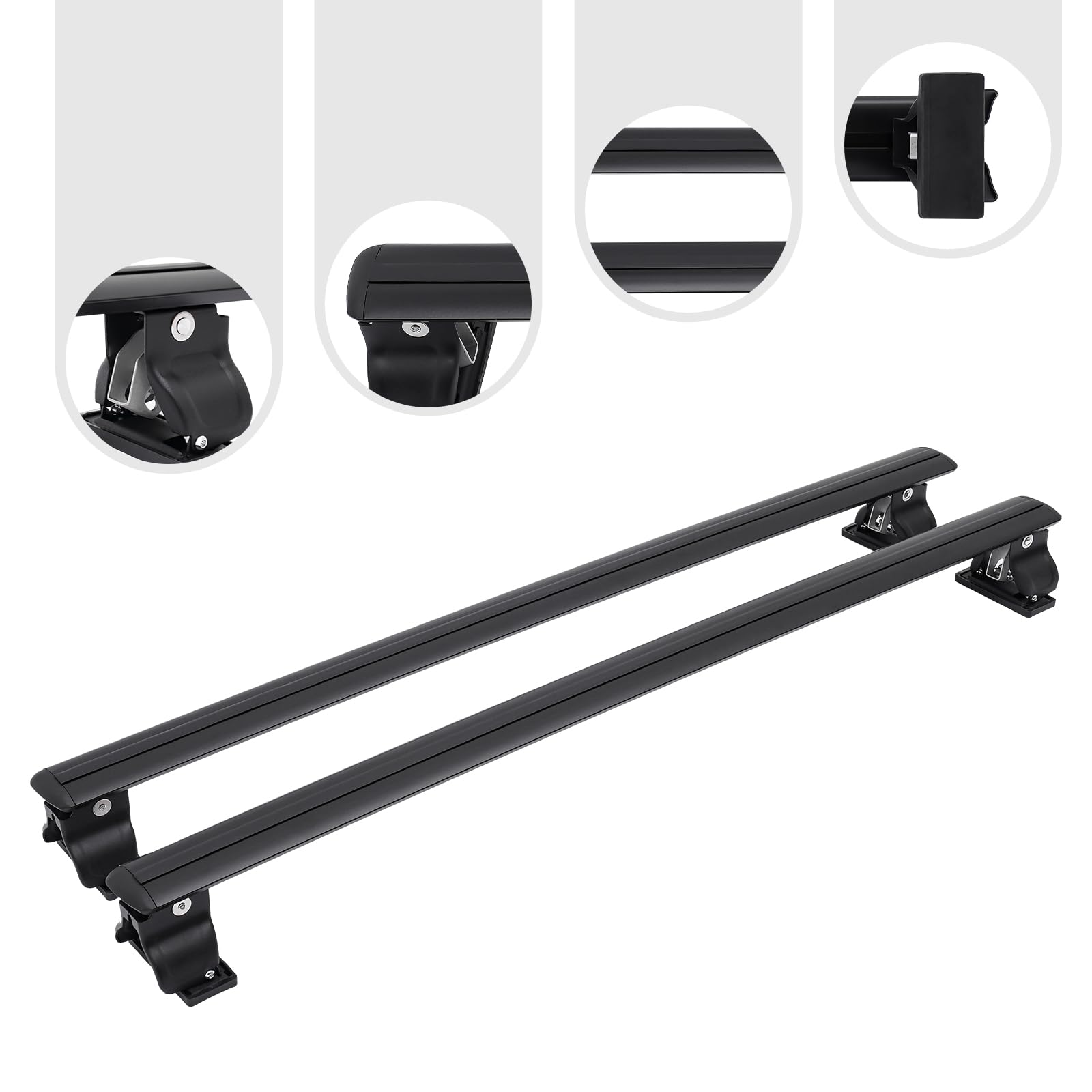 Baca universal de 130 cm, barras transversales, techo de coche con cerradura, soporta hasta 75 kg
