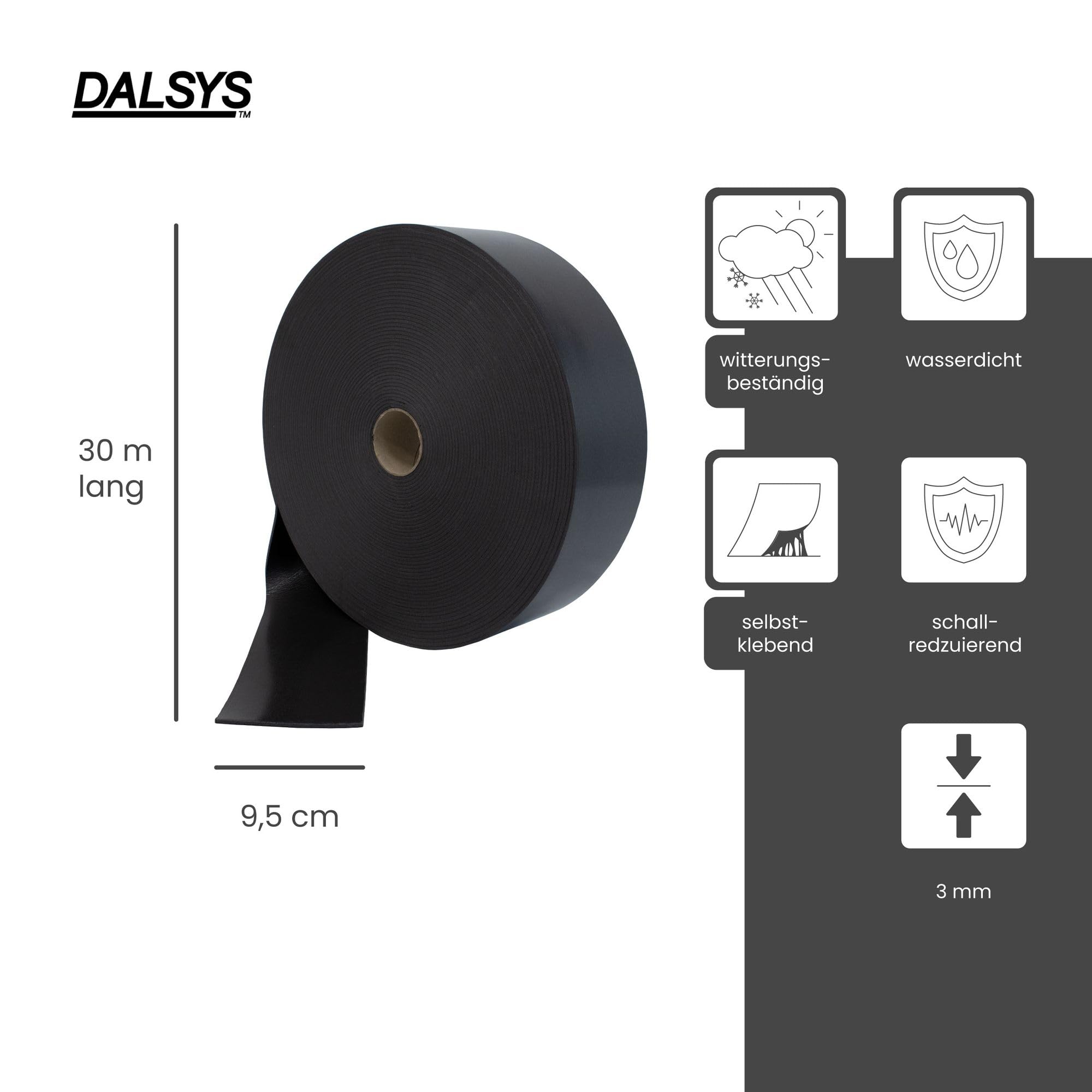 Trennwandband selbstklebend 30m x 95mm Schwarz
