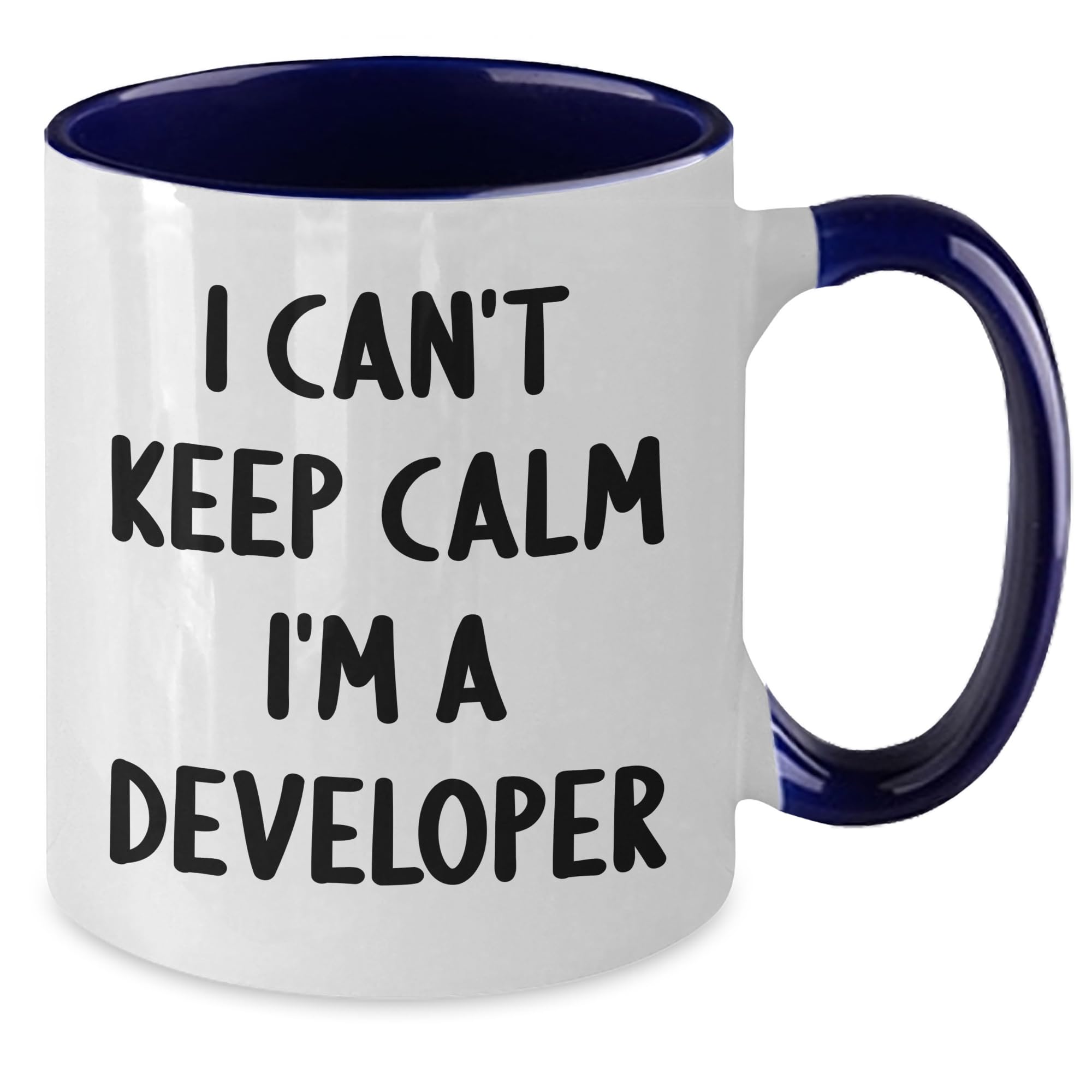 Developer's Delight I Can't Keep Calm I'm A Developer Funny Two Tone Coffee Mug Gifts from Friends to Coworkers