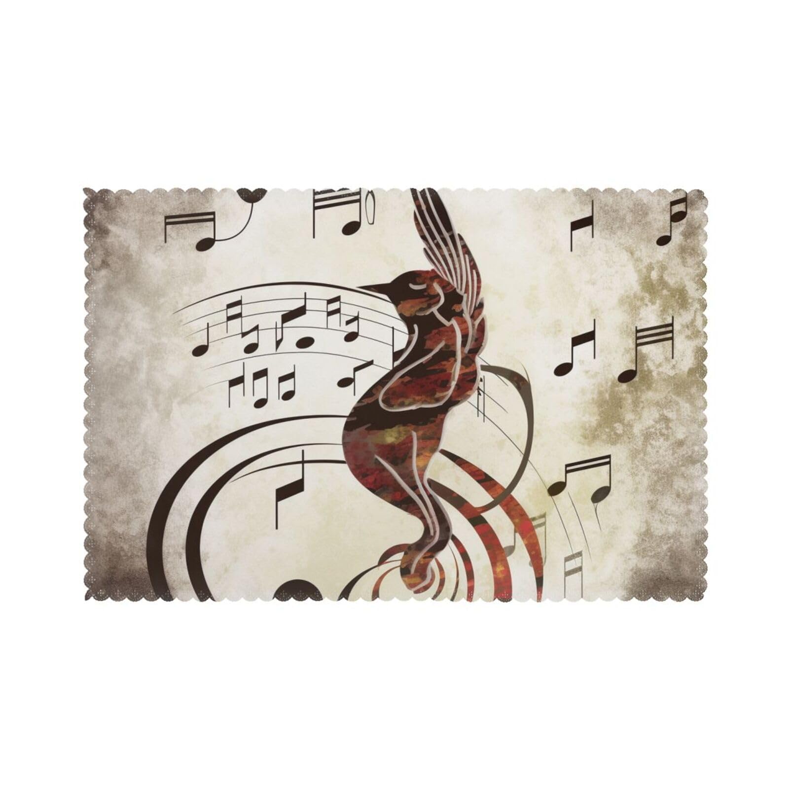 Music Symbol Printed Placemat Heat Resistant Place Mats Set of 6 PCS Washable Kitchen Table Mats, 12x18 Inch