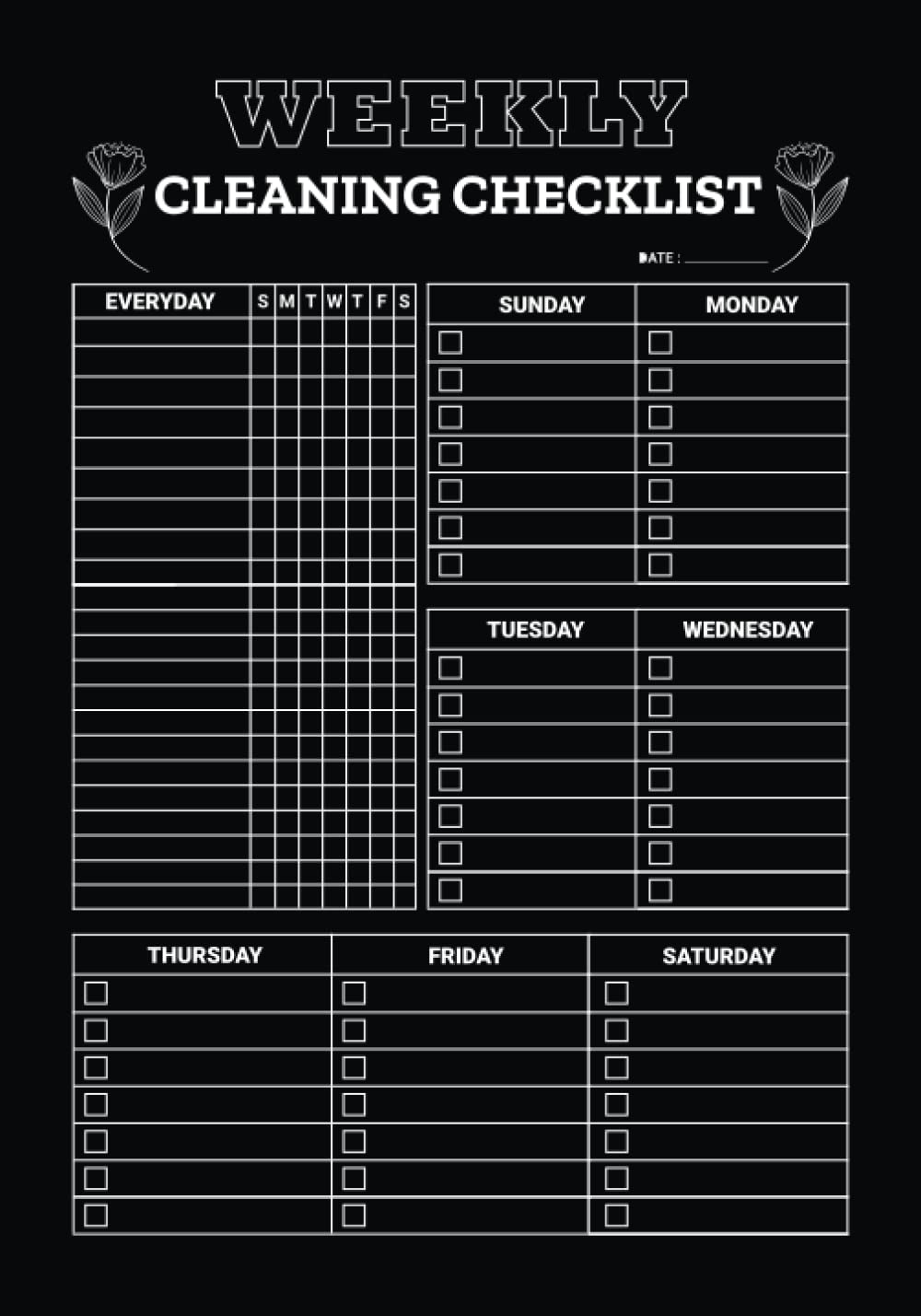 Buy Weekly Cleaning Checklist: Daily Weekly and Monthly Cleaning ...