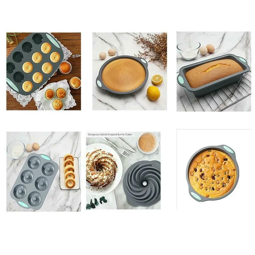 Molde de Silicona Pan, Muffins, Molde para Hornear Resistente al Calor, Juego de moldes para Pasteles de Cocina adecuados para Pasteles y Pan