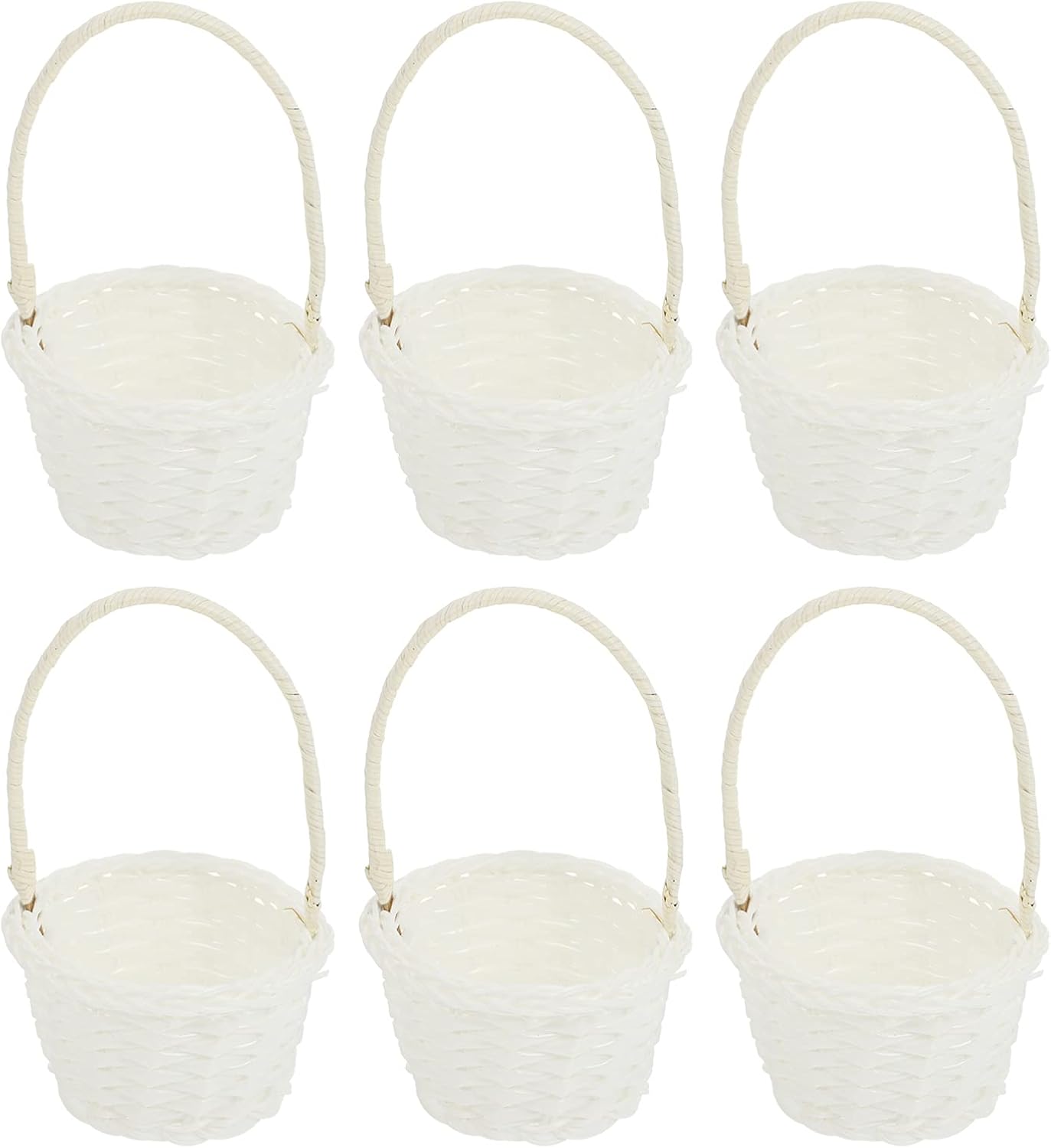 HEMOTON 6 PCS Mini Woven Baskets Mini Easter Baskets with Handles Girl Rattan Flower Baskets Picnic Baskets for Tiny Favors, Arts and Crafts