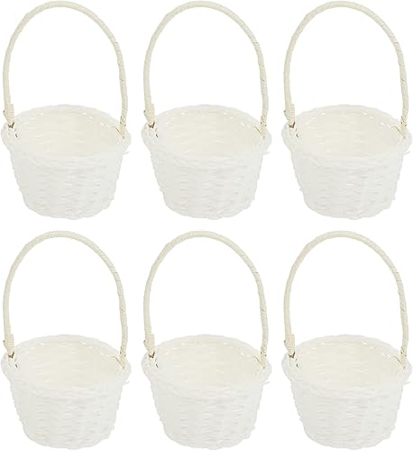 HEMOTON 6 mini cestas tejidas de Pascua con asas, cestas de flores de ratán para niñas, cestas de picnic para pequeños recuerdos, artes y