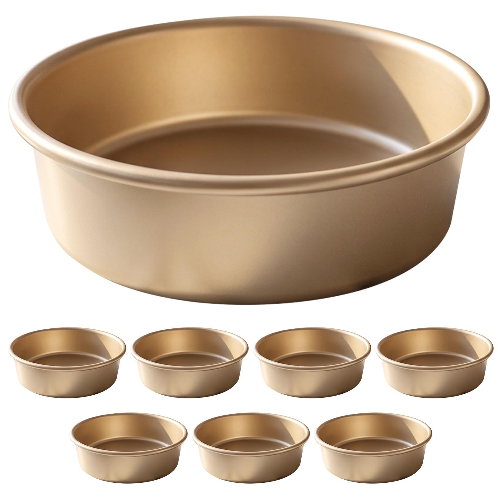 SOLUSTRE 8 szt. miniaturowych foremek do tarty, 4,5 cala wielokrotnego użytku, mała okrągła forma do muffinek z powłoką zapobiegającą przywieraniu, stal węglowa, forma do bułek hamburgerowych, do