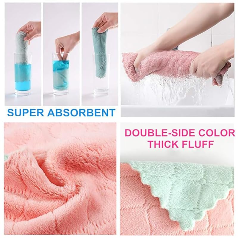 Image of 12 Pack Kitchen Cloth Dish Towels, Microfiber Cleaning Cloth Double-Sided Dish Drying Towel Reusable for House Furniture Table Kitchen Dish Window Glasses10X10 inch Dish Cloth for Cleaning (12)