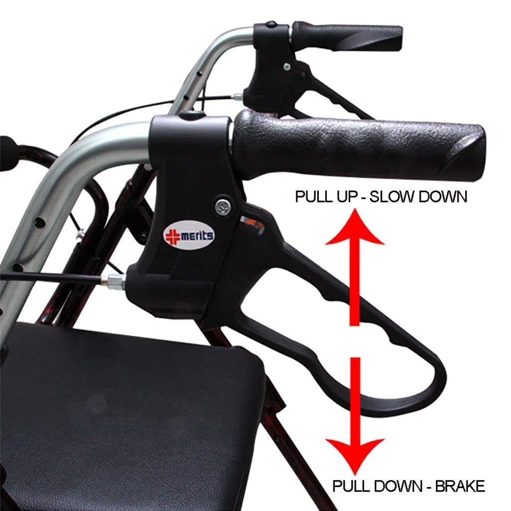 Chodziki dla seniorów Rama do chodzenia z kratą Chodzik czterokołowy Rollator z podparciem pleców i siedziskiem, Rollator Lekki aluminiowy składany chodzik, łatwa regulacja wysokości Chodzik z