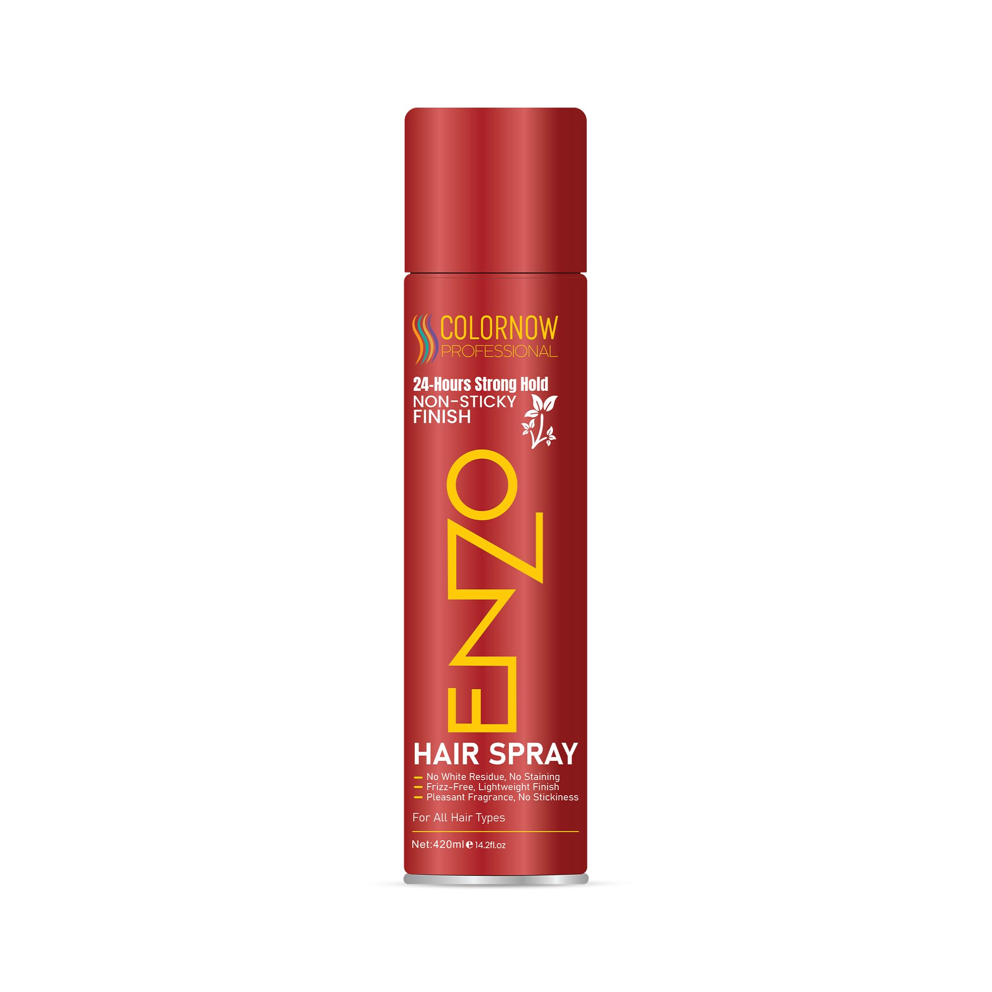 COLORNOW Professional Enzo Strong Hold Hair Spray - 420ml | Salon Styling Spray with 24 Hours Hold | Non-Sticky Formula | No White Residue | Professional Styling for Men & Women-image-41