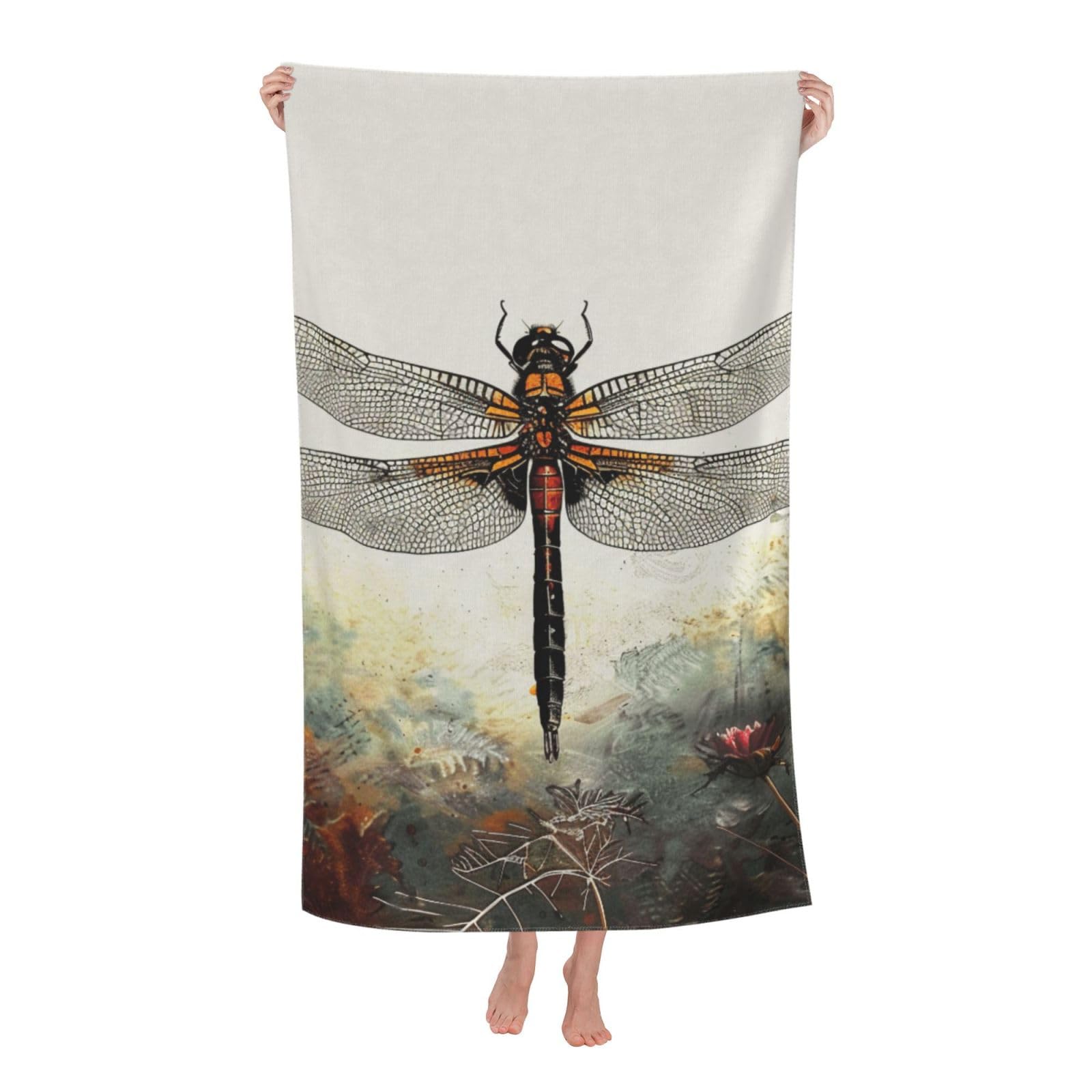 BWWHCCTI Dragonfly Printed Quick Dry Bath Towel, Soft Microfiber Towels Fast Drying Beach Towels for Travel,Camping,Gym,Swimming,Yoga