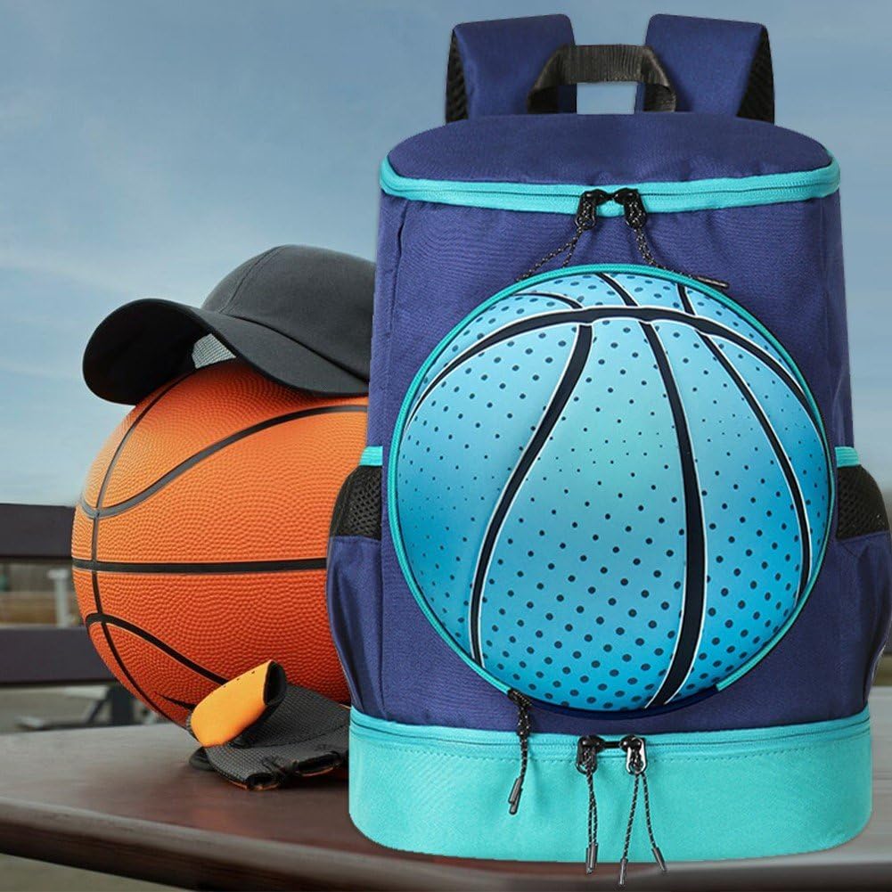 Sac à Dos de Basket-Ball pour Enfants, Grand Sac de Sport avec Compartiment pour Ballon et Chaussures, idéal pour Le Basket-Ball, Le Football, Le Volley-Ball, la Natation