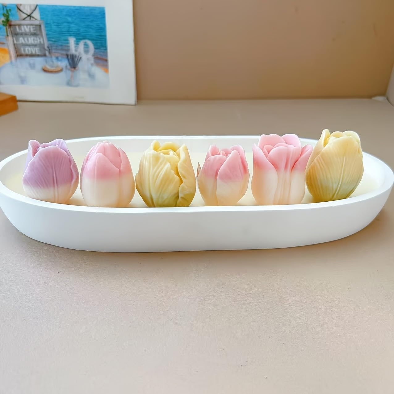 Set of 6 Tulip Flower Silicone Candle Molds, DIY Scented Candles, Plaster,Resin Casting Crafts Molds, Multi Styles Flower Design