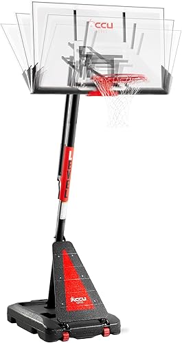 Miniatura 9 de Arro de baloncesto con manivela para exteriores, 7.5-10 pies, ajustable, portátil, portería de baloncesto para jóvenes y adultos, 54 pulgadas,