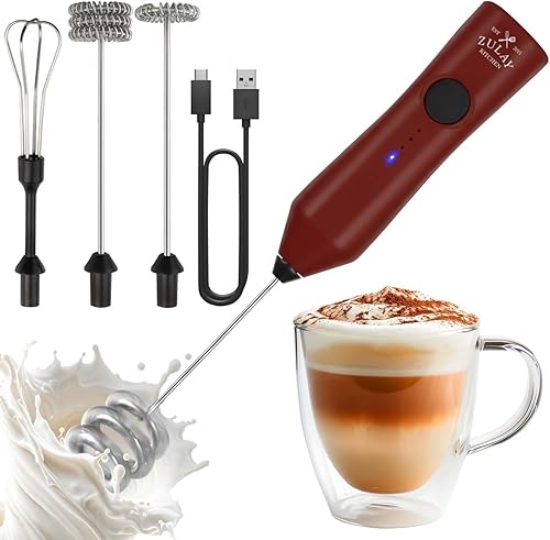 Miniatura 191 de Zulay - Potente espumador de leche con 4 pilas Duracell incluidas, manual, potente espumador de leche para capuchino, frappé, matcha y crema de