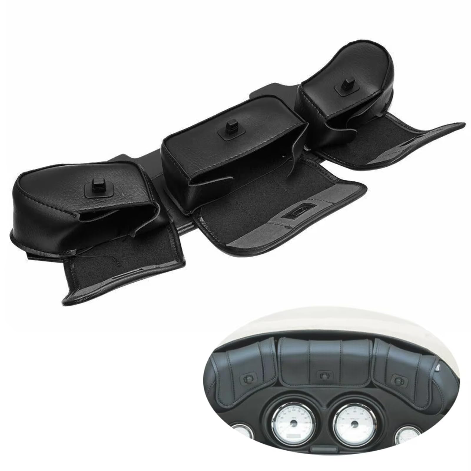 Compatibile Con Electra Per Street Per Glide 1996-2013 Nero Moto 3 Tasche Parabrezza Batwing Carena Pouch Bag Accessori Sacche Moto