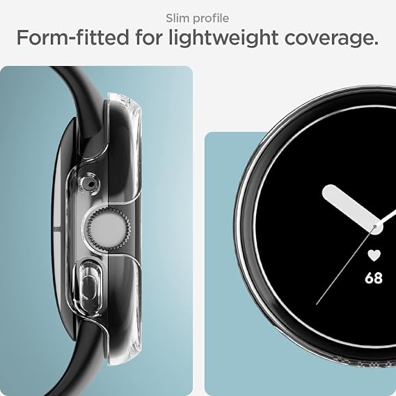 Spigen ACS05794 Google Pixel Watch 2 Case / Google Pixel Watch Compatible, Drop, Shock, Absorbent, Easy On/Off, Ultra-thin, Simple, Slim, Lightweight, Protective Cover, Thin Fit Crystal Clear