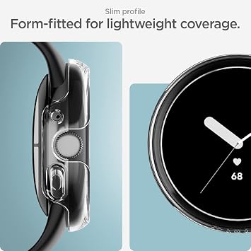 Spigen ACS05794 Google Pixel Watch 2 Case / Google Pixel Watch Compatible, Drop, Shock, Absorbent, Easy On/Off, Ultra-thin, Simple, Slim, Lightweight, Protective Cover, Thin Fit Crystal Clear