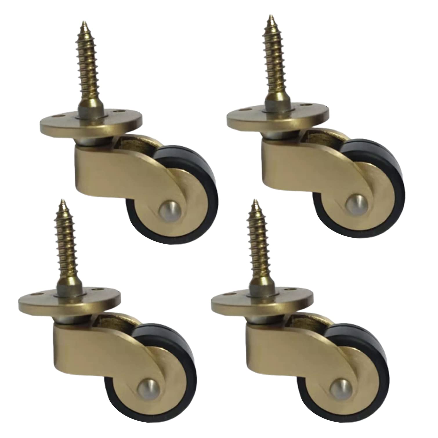 Nianxinn B Small Antique Swivel Castor Wheels,Solid Polished Rass Furniture Casters,360° Rotation Rubber Wheels,With Screws,Replacement For Furniture,Sofa,Chair,Cabinet,Load 150Kg,Set Of 4 (B)