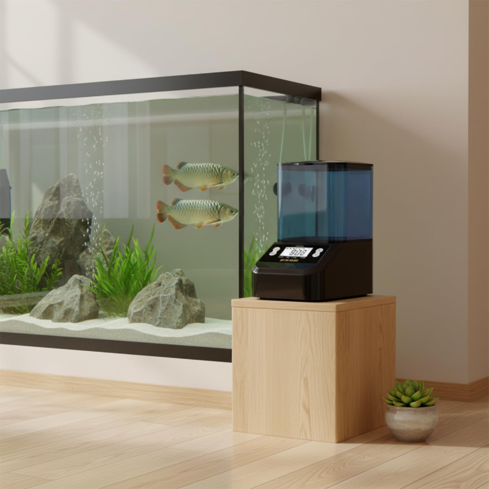 Mangiatoia con Regolatore di Tempo Programmabile Alimentatore con Cavo USB Digitale Alimentatore Regolatore di Tempo per Acquario, Nero, 1000ml Doppia Alimentazione Grandi Granuli
