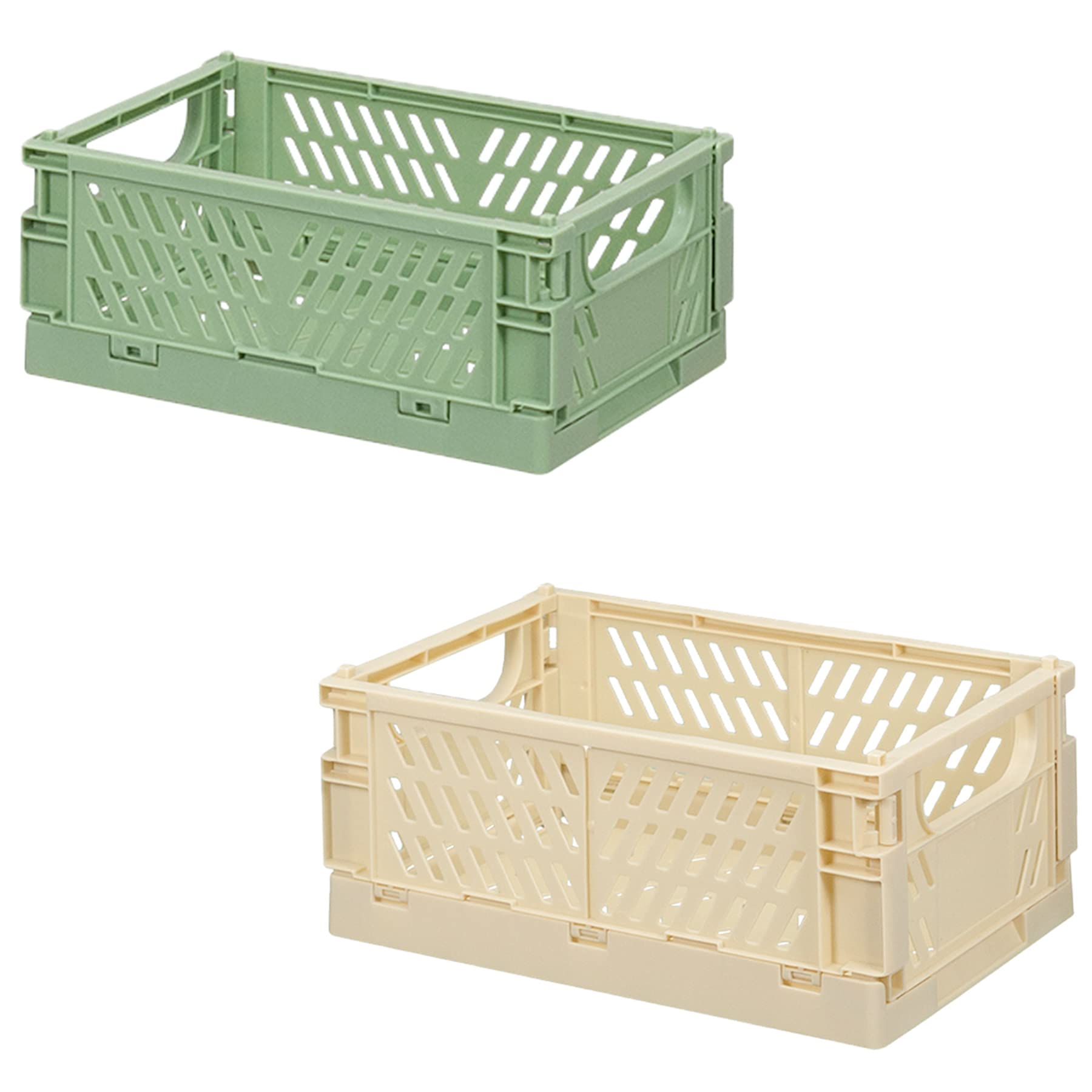 2-Pack Medium Baskets Plastic for Shelf Home Kitchen Storage Bin Organizer Stacking Folding Storage Baskets for Bedroom Bathroom Office- 9.8 x 6.5 x 3.9inches