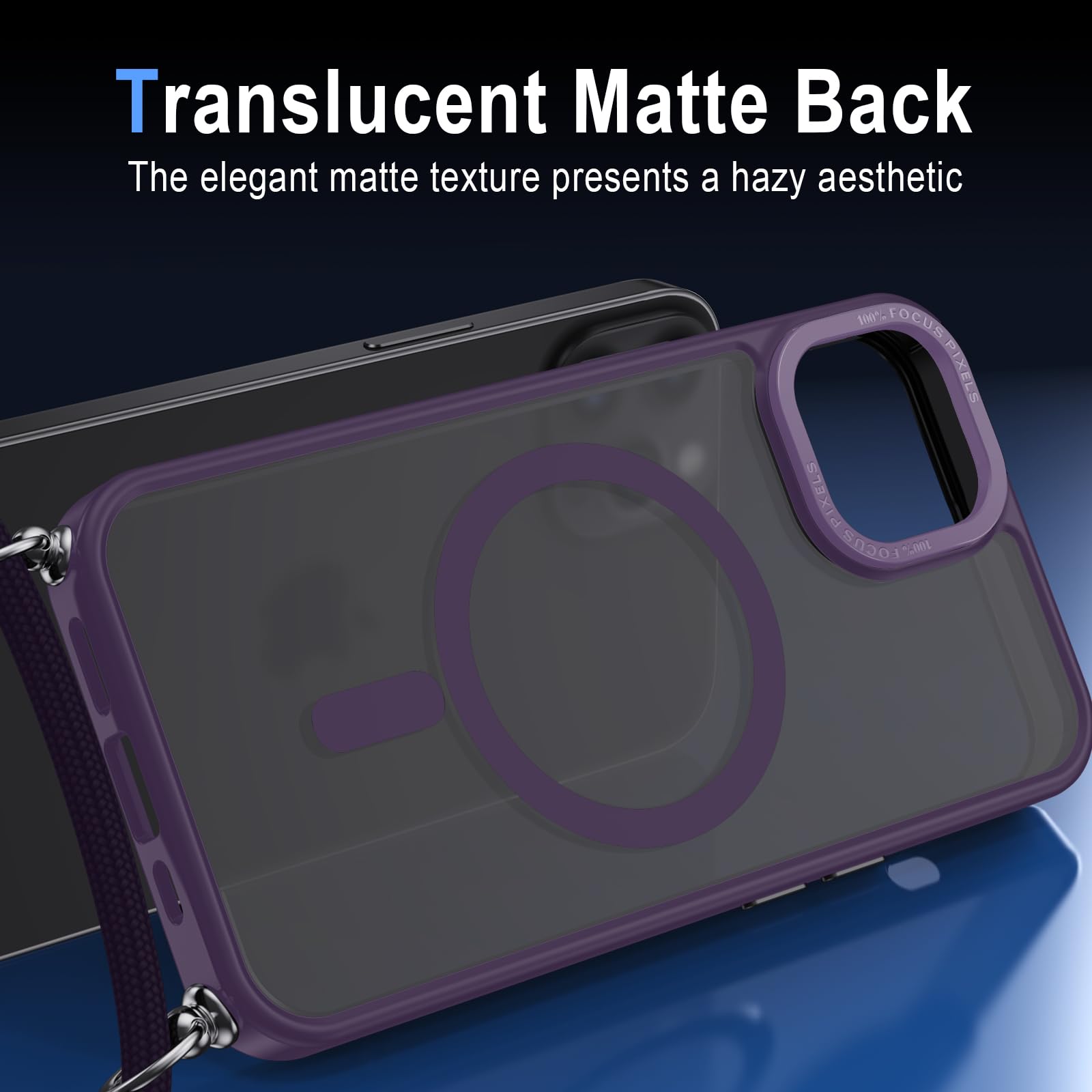 Handyhülle Mit Band Für IPhone 14 Pro – Magnetisch, Kratzfest & Mit Lanyard (Lila, Matt)