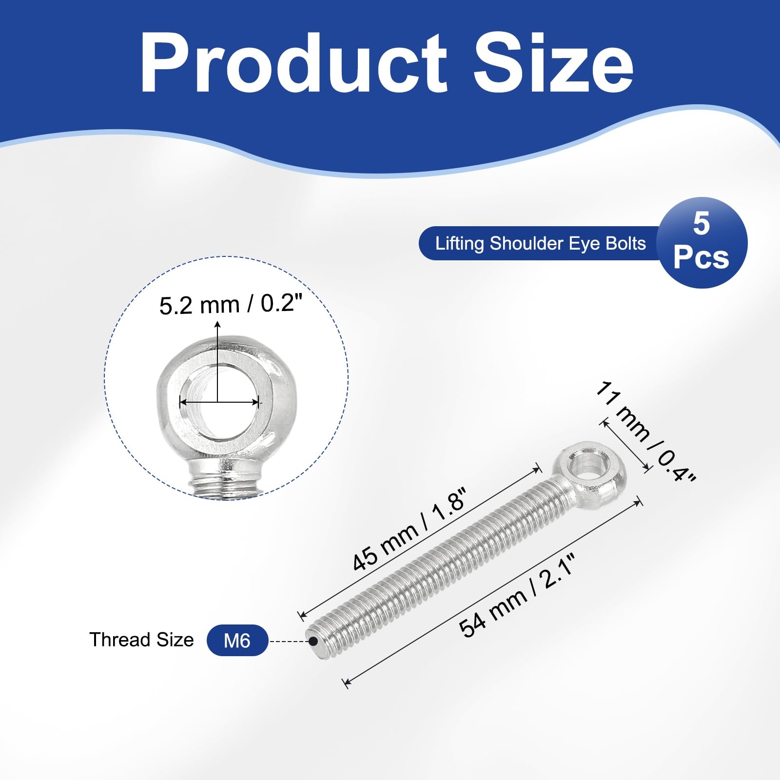 PATIKIL M6x54mm Lifting Shoulder Eye Bolts - Image 2