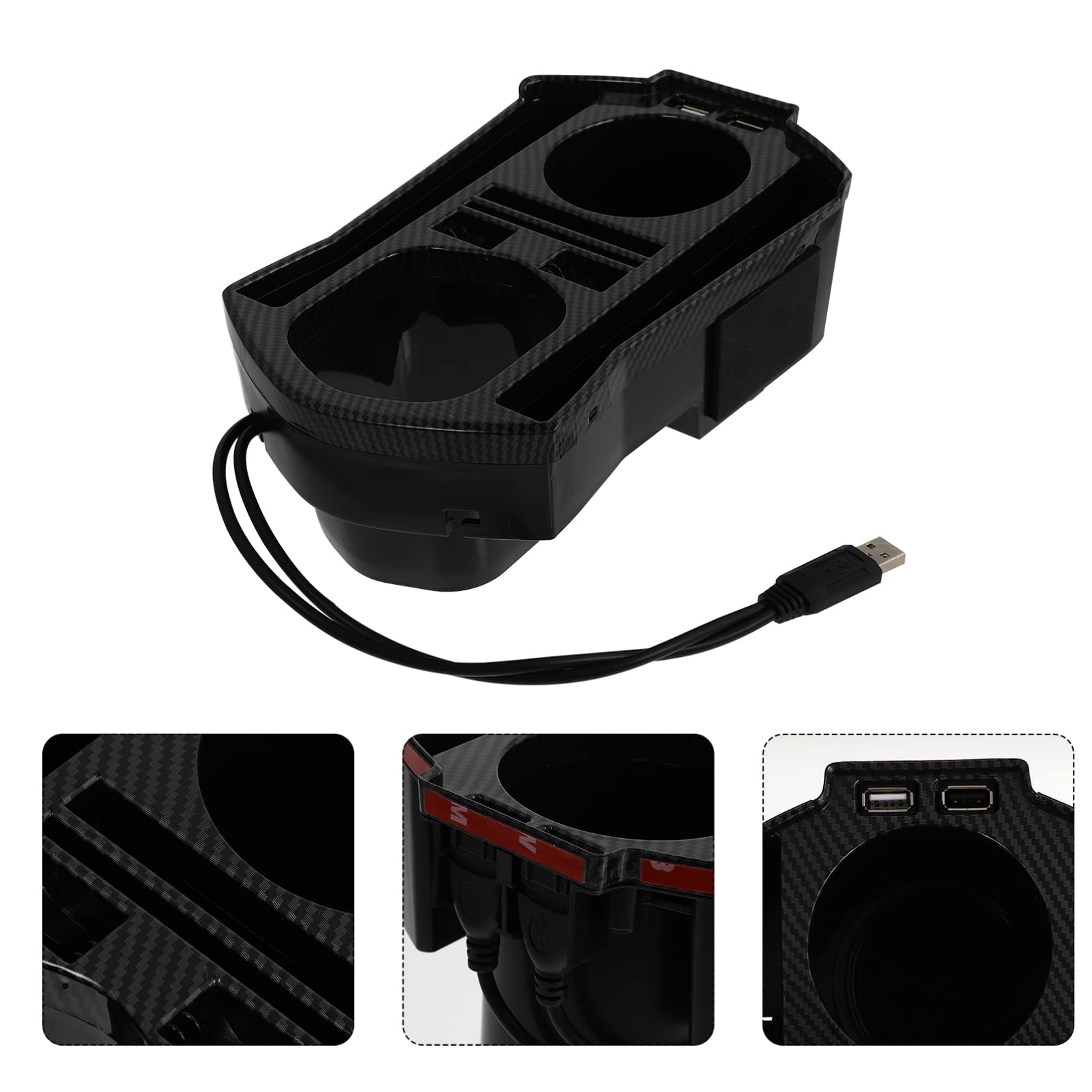 Amosfun 2 Pezzi Scatola Portaoggetti per Console Centrale Auto con Porta USB e Portabicchieri Organizer Pratico per Accessori Auto Facile Installazione Senza Modifiche per Viaggi Lunghe