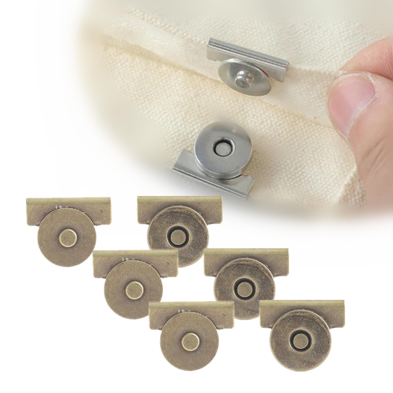 3 Sets Metal Seamless Magnetic Buckle, DIY Magnetic Bag Clasps Button Snaps Clasps Magnet Button for Purses Handbag Clothes Scrapbooking Closure Fastener (COPPER)