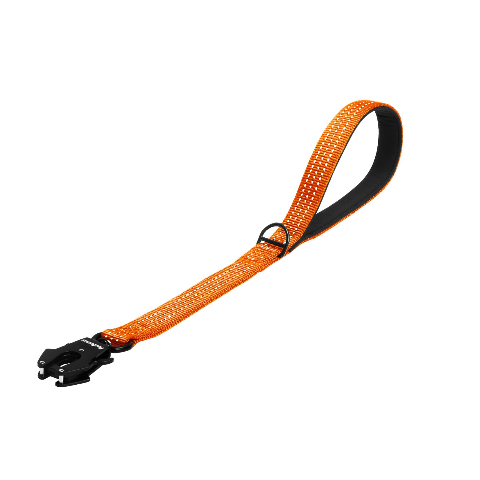 PetBonus Heavy Duty Short Dog Lead, Nylon Traffic Lead with Quick Release Clip, Comfortable Padded Handle, Reflective Training Leash for Medium Large Dogs (Orange, 45 cm)