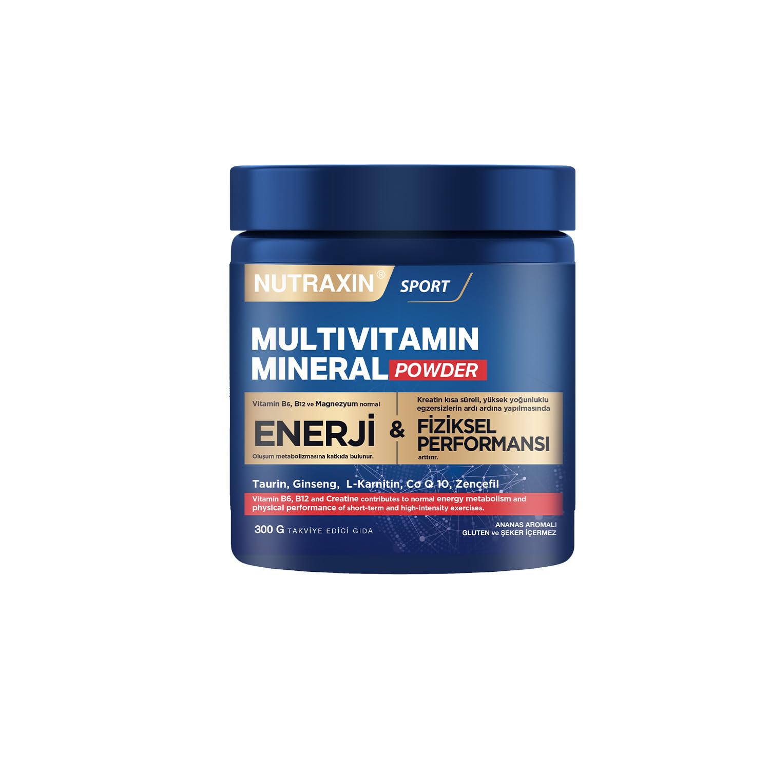 Nutraxin Multivitamin Mineral Complex – 12 Temel Mineral İçeren Günlük Destek – 300g – Vegan – Şekersiz ve Glutensiz