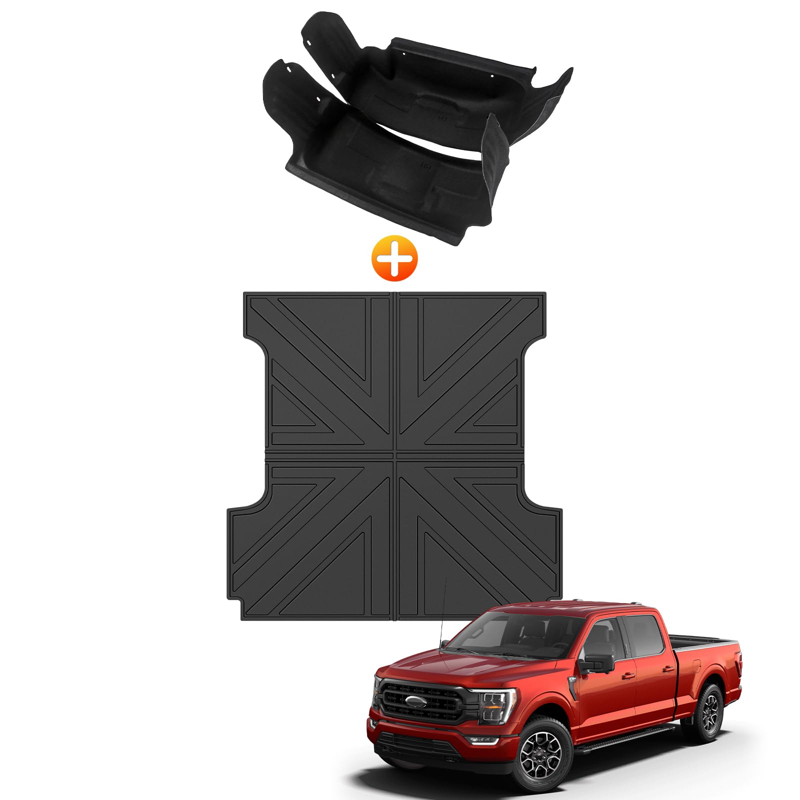 Bed Mat&Wheel Well Liner Fit for 2021-2023 F150 Rear Wheel Well Guards Mud Flaps All-weather Truck Bed Liner for 2021 2022 2023 Ford F150 Accessories
