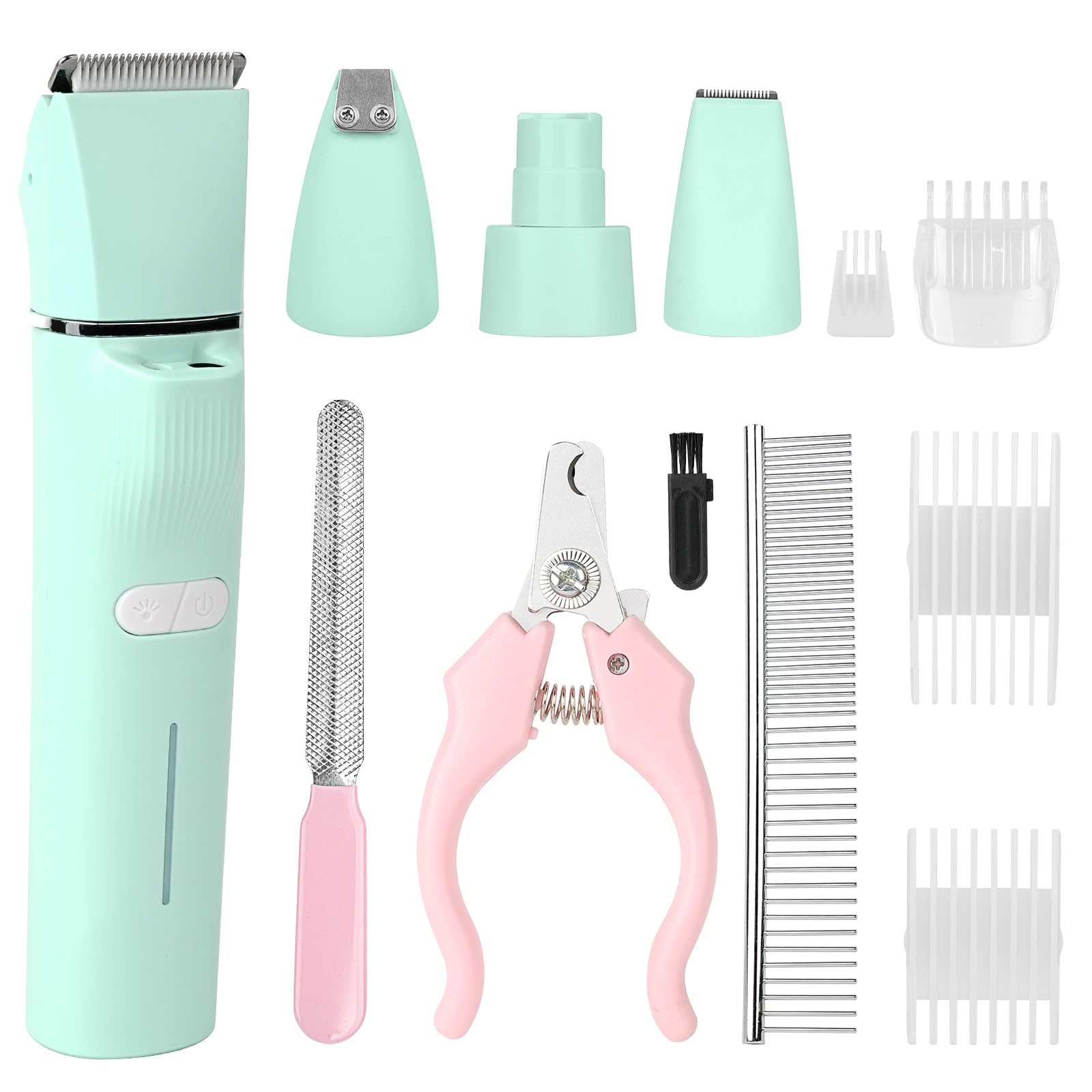 WellehomiPet Paw Trimmer, 2 Speed 4 in 1 Dog Paw Trimmers Dog Grooming Kit with LED Light, Dog Trimmer for Paws Quiet Dog Paw Trimmers for Small Dogs USB Rechargeable for Cats and Other Pets, Cyan