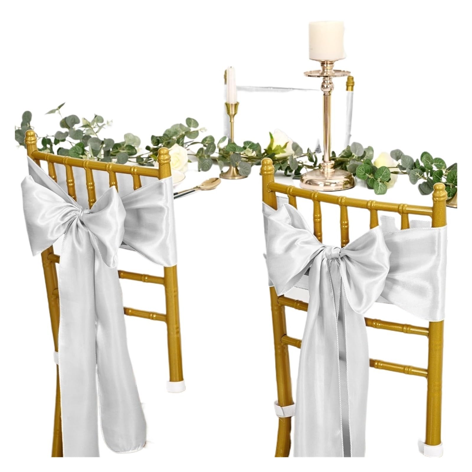 Stuhl Deko Hochzeit 16Pcs Satin Chair Sashes Ties, Bows Chair Cover Back Tie Supplies for Wedding Reception Events Banquets Party, Chairs Decoration(White)