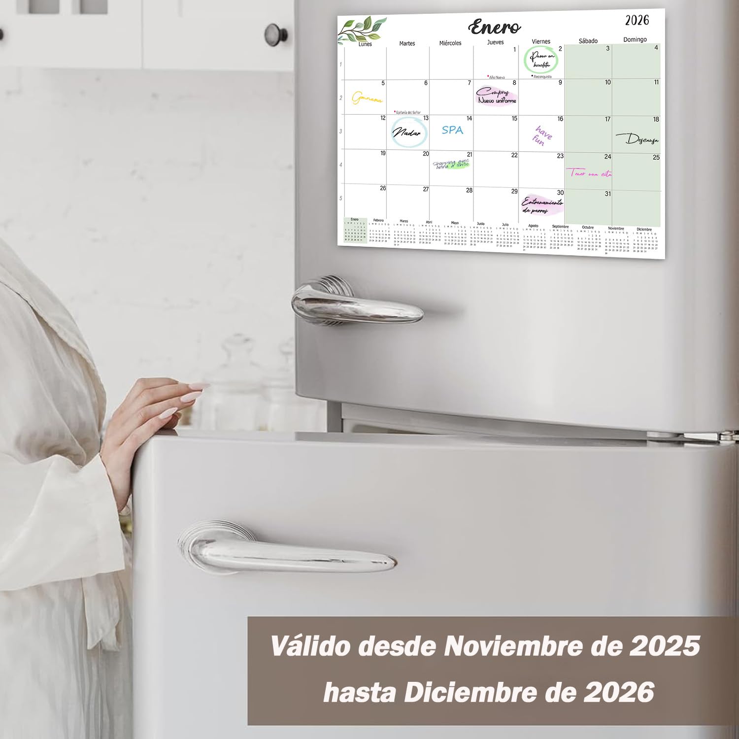 Calendario Magnético Nevera 2026 2027 A4, Calendario Imán Nevera Enero 2026 - Junio 2027, Planificador Mensual Familiar, para Casa Oficina Escolar (Español)