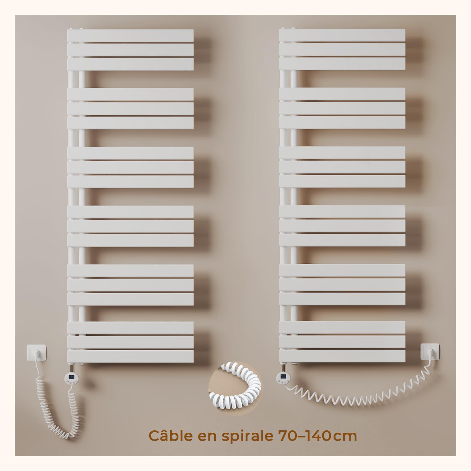S'AFIELINA Sèche-serviette électrique1599×500mm, radiateur sèche-serviette électrique avec thermostat, WiFi, minuterie programmable, écran LCD, Radiateur salle de bain 1000 W, blanc