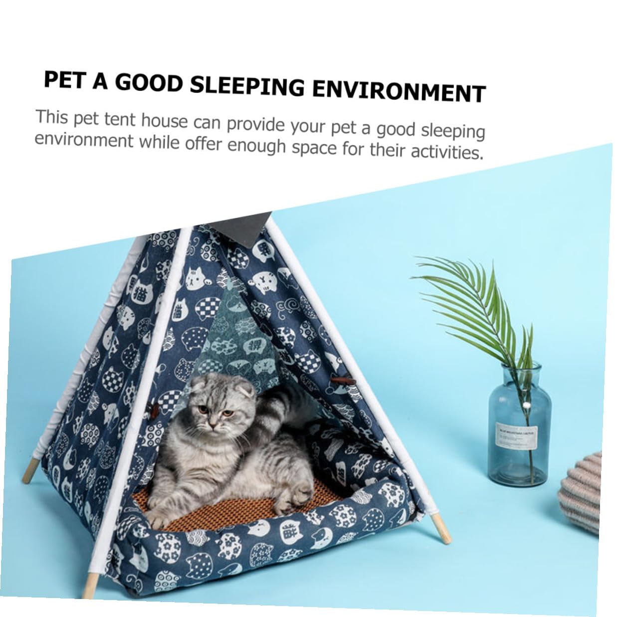 Ciieeo Tente pour Animaux en Toile Lavable avec Structure en Bois Résistante Tapis de Sol Lavable pour Chiots Maisonnette Confortable pour Chat et Chien Lieu de Couchage Sécurisé et