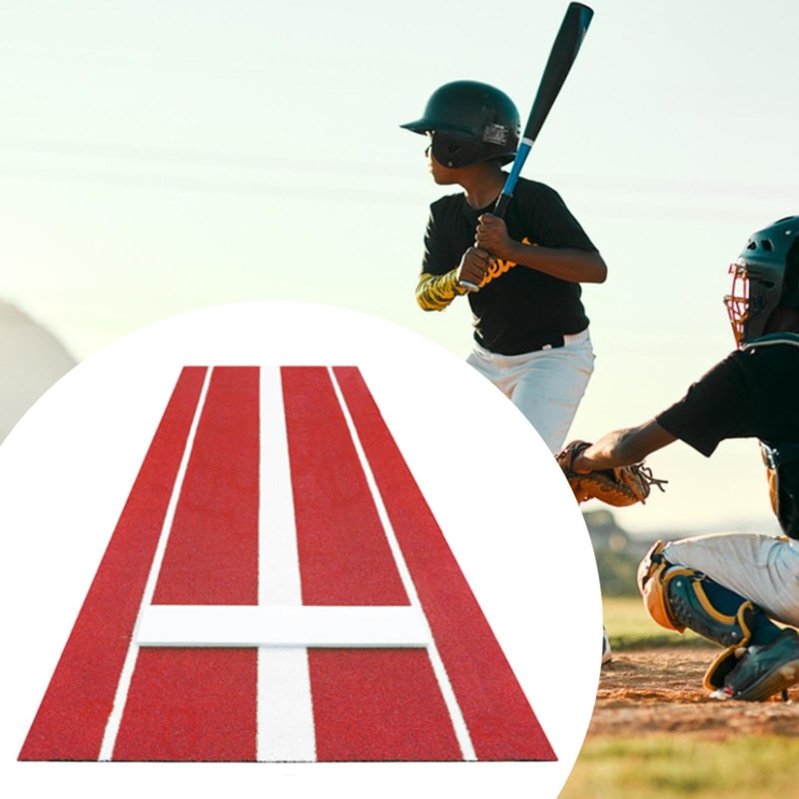 Colaxi Softball Pitching Mat, Baseball Hitting Mat, Softball Pitching Mound, Portable Pitching Mound for Indoor Outdoor Practice, Red 92x244cm